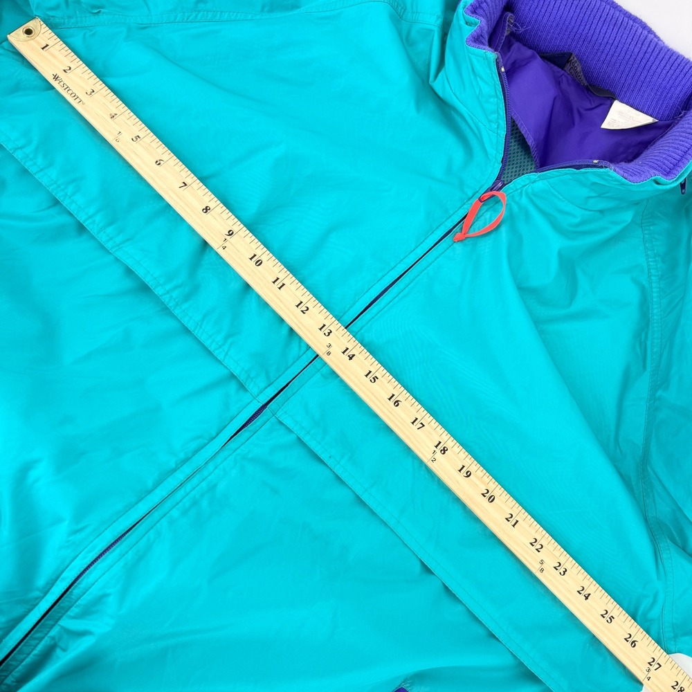 VTG Woolrich Men's Windbreaker XL Teal Purple Jacket A121 Sea Jade Packable‎ Bag - Picture 4 of 9